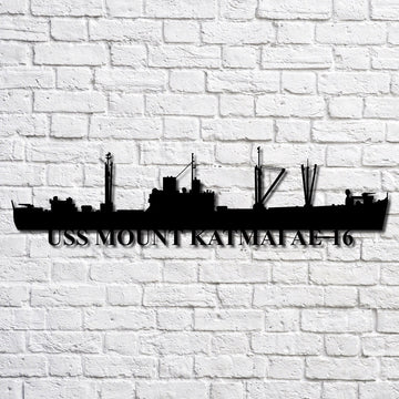 US Navy Metal Sign, Uss Mount Katmai Ae16 Navy Ship Metal Art, Navy Veteran Metal Sign