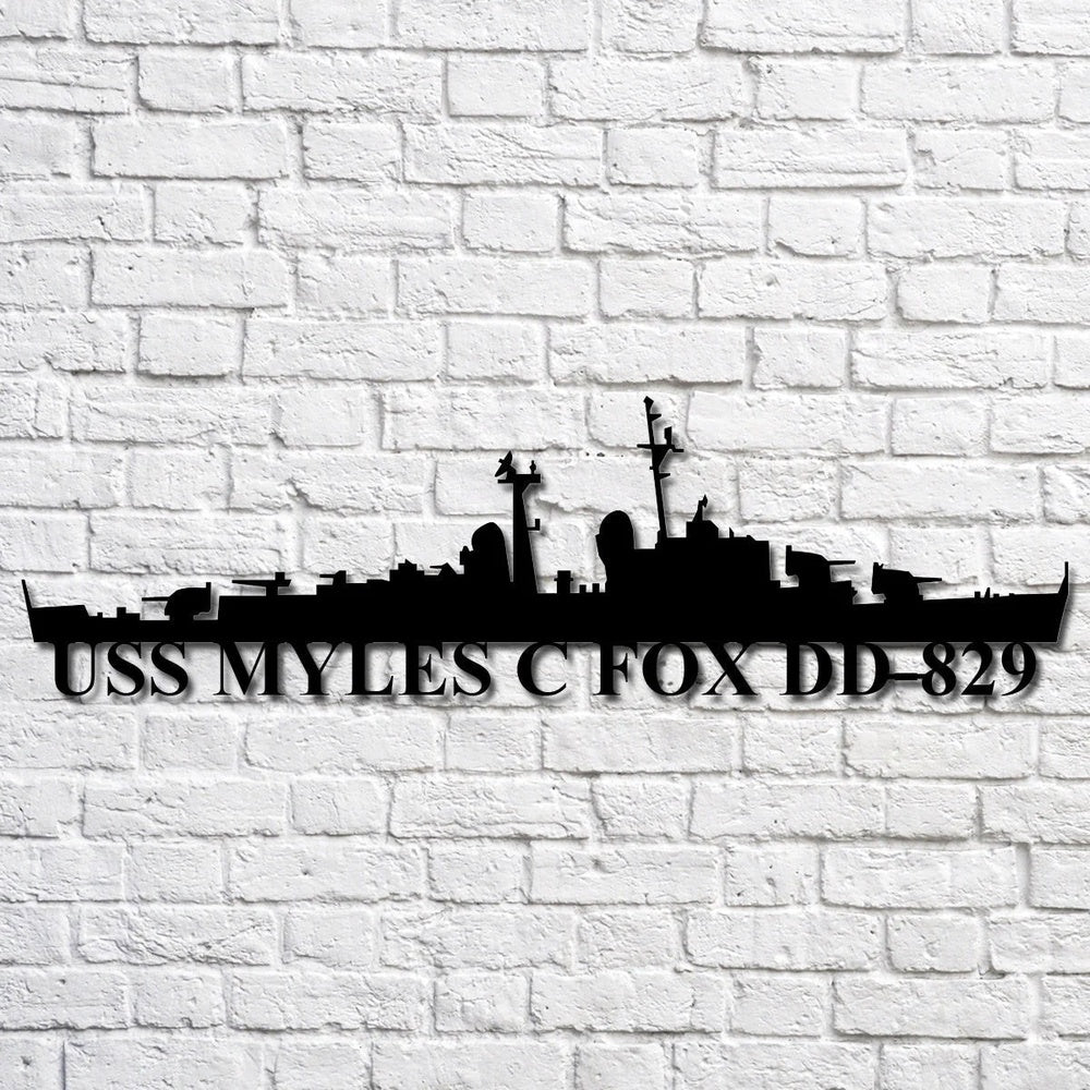 US Navy Metal Sign, Uss Myles C Fox Dd829 Navy Ship Metal Art, Navy Veteran Metal Sign