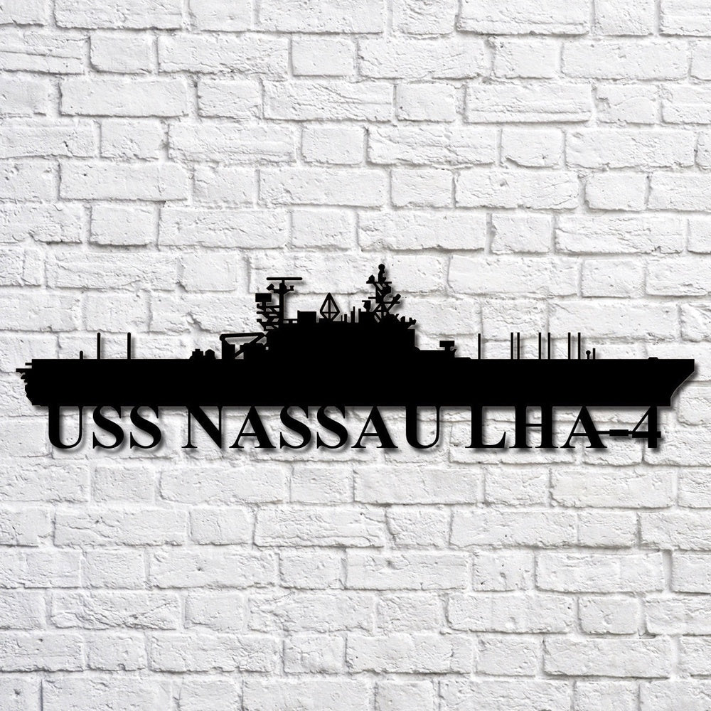 US Navy Metal Sign, Uss Nassau Lha4 Navy Ship Metal Art, Navy Veteran Metal Sign