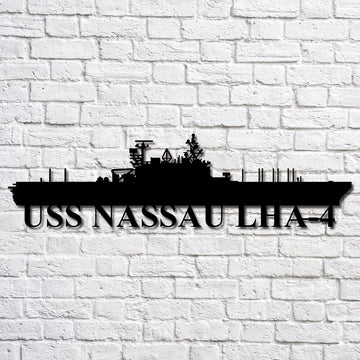 US Navy Metal Sign, Uss Nassau Lha4 Navy Ship Metal Art, Navy Veteran Metal Sign