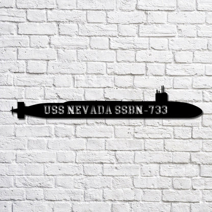 US Navy Metal Sign, Uss Nevada Ssbn733 Navy Ship Metal Art, Navy Veteran Metal Sign