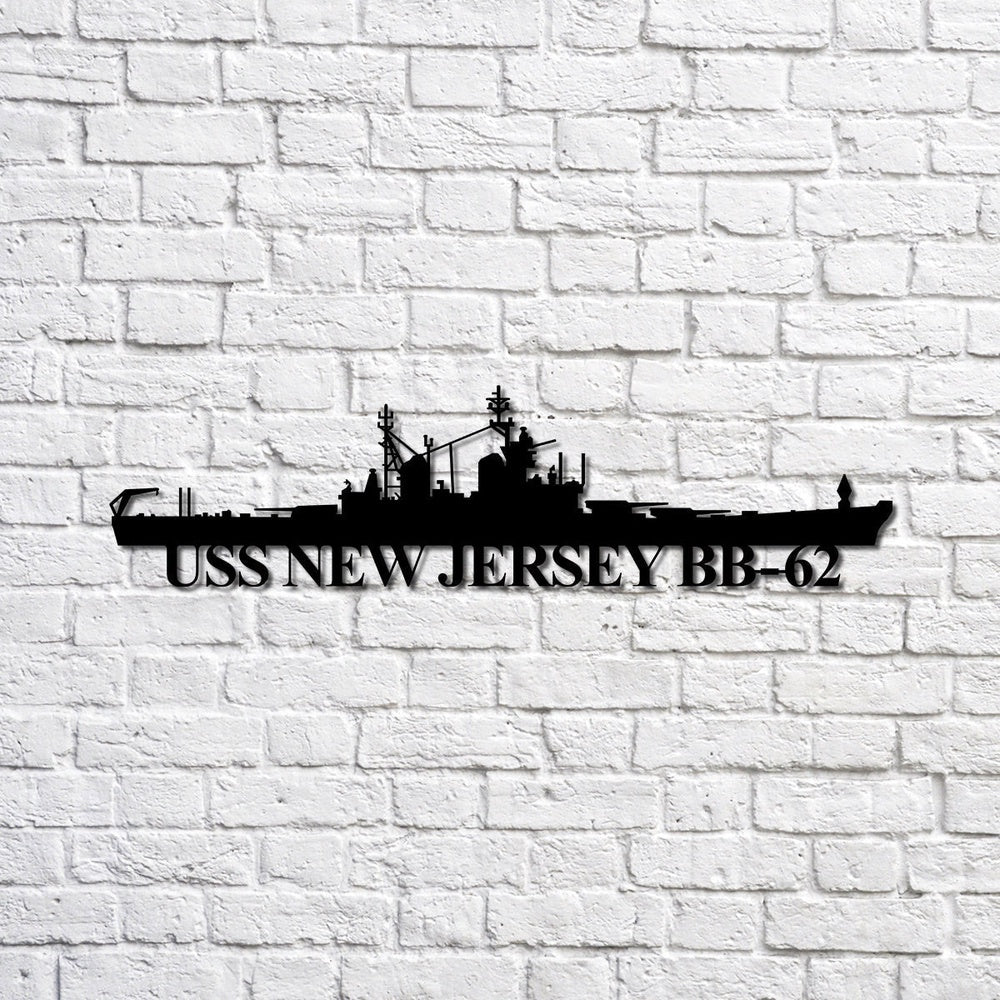 US Navy Metal Sign, Uss New Jersey Bb62 Navy Ship Metal Sign, Memory Wall Metal Sign, Navy Veteran Metal Sign