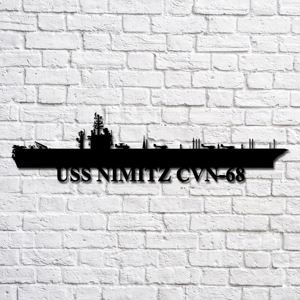 US Navy Metal Sign, Uss Nimitz Cvn68 Silhouette Navy Ship Metal Art, Navy Veteran Metal Sign