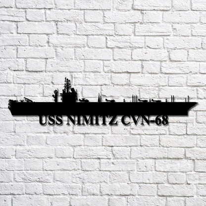 US Navy Metal Sign, Uss Nimitz Cvn68 Silhouette Navy Ship Metal Art, Navy Veteran Metal Sign