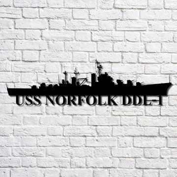 US Navy Metal Sign, Uss Norfolk Ddl1 Navy Ship Metal Art, Navy Veteran Metal Sign