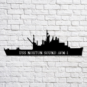 US Navy Metal Sign, Uss Norton Sound Avm1 Navy Ship Metal Art, Navy Veteran Metal Sign