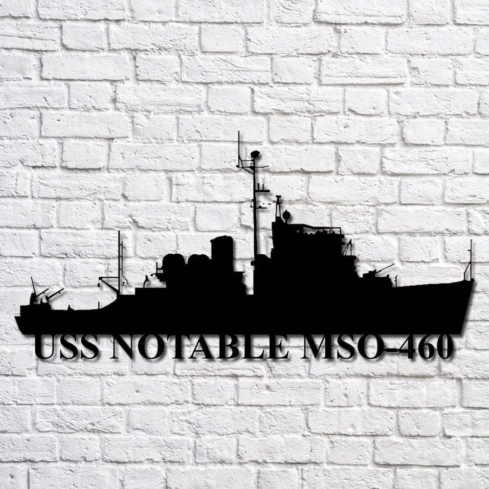US Navy Metal Sign, Uss Notable Mso460 Navy Ship Metal Art, Navy Veteran Metal Sign