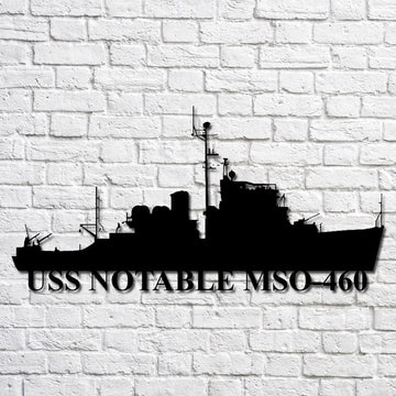 US Navy Metal Sign, Uss Notable Mso460 Navy Ship Metal Art, Navy Veteran Metal Sign