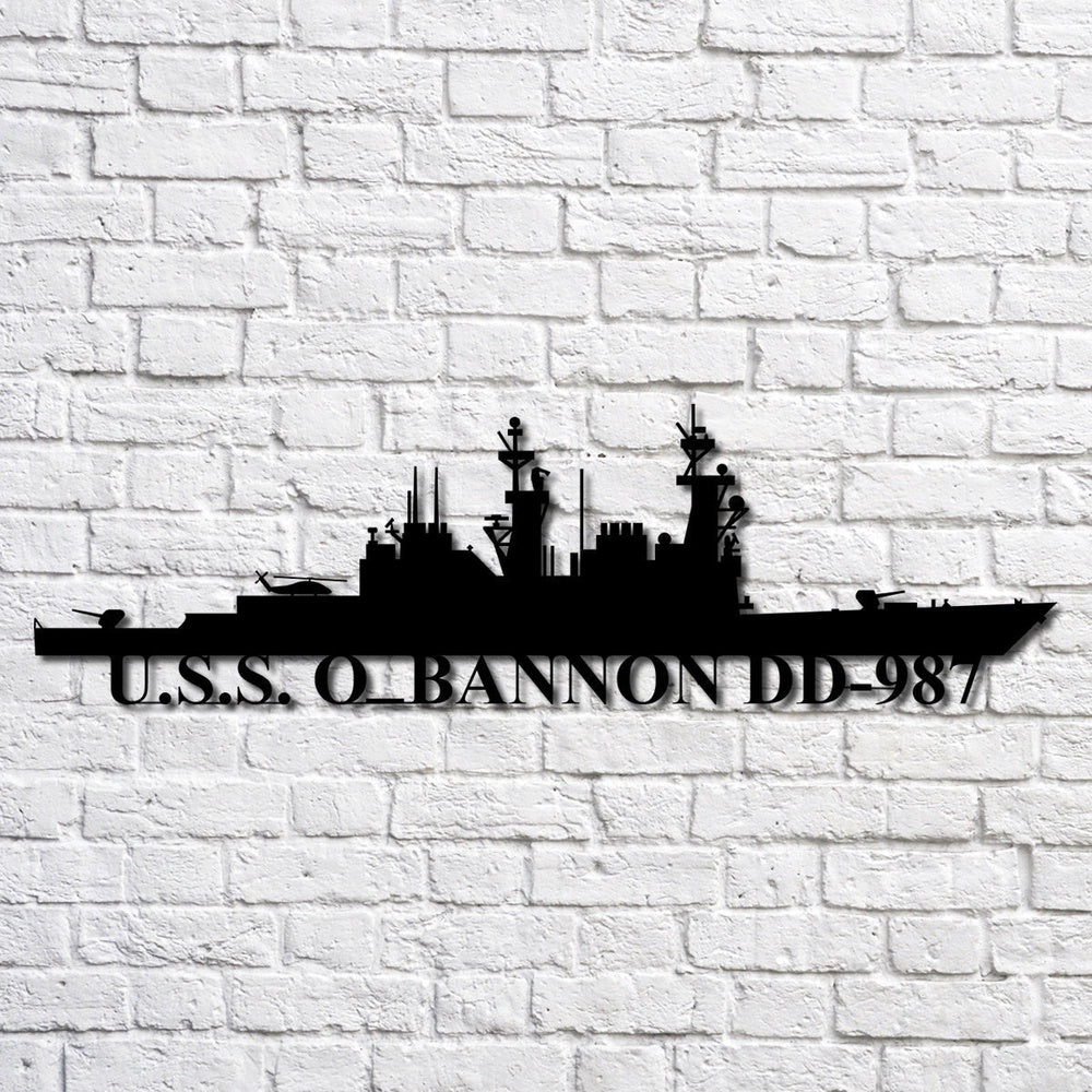 US Navy Metal Sign, Uss O_bannon Dd987 Navy Ship Metal Art, Custom Us Navy Ship Cut Metal Sign, Navy Veteran Metal Sign