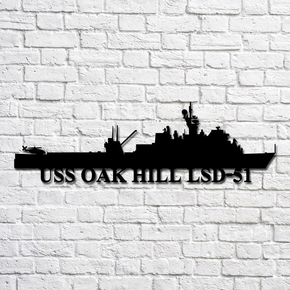 US Navy Metal Sign, Uss Oak Hill Lsd51 Navy Ship Metal Art, Navy Veteran Metal Sign