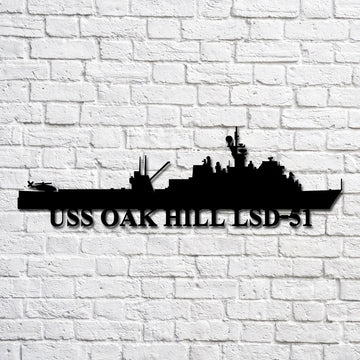 US Navy Metal Sign, Uss Oak Hill Lsd51 Navy Ship Metal Art, Navy Veteran Metal Sign