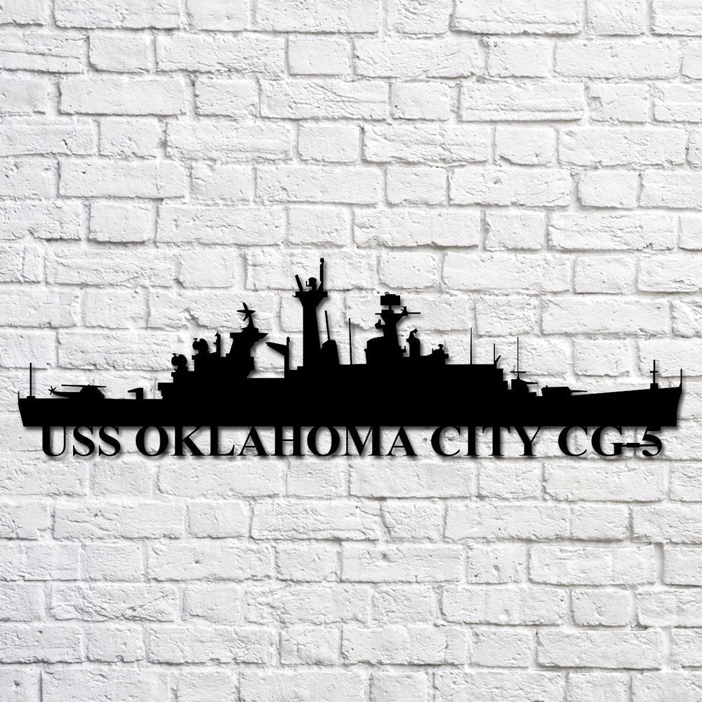 US Navy Metal Sign, Uss Oklahoma City Cg5 Navy Ship Metal Art, Navy Veteran Metal Sign