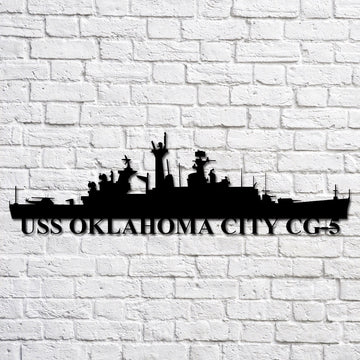 US Navy Metal Sign, Uss Oklahoma City Cg5 Navy Ship Metal Art, Navy Veteran Metal Sign