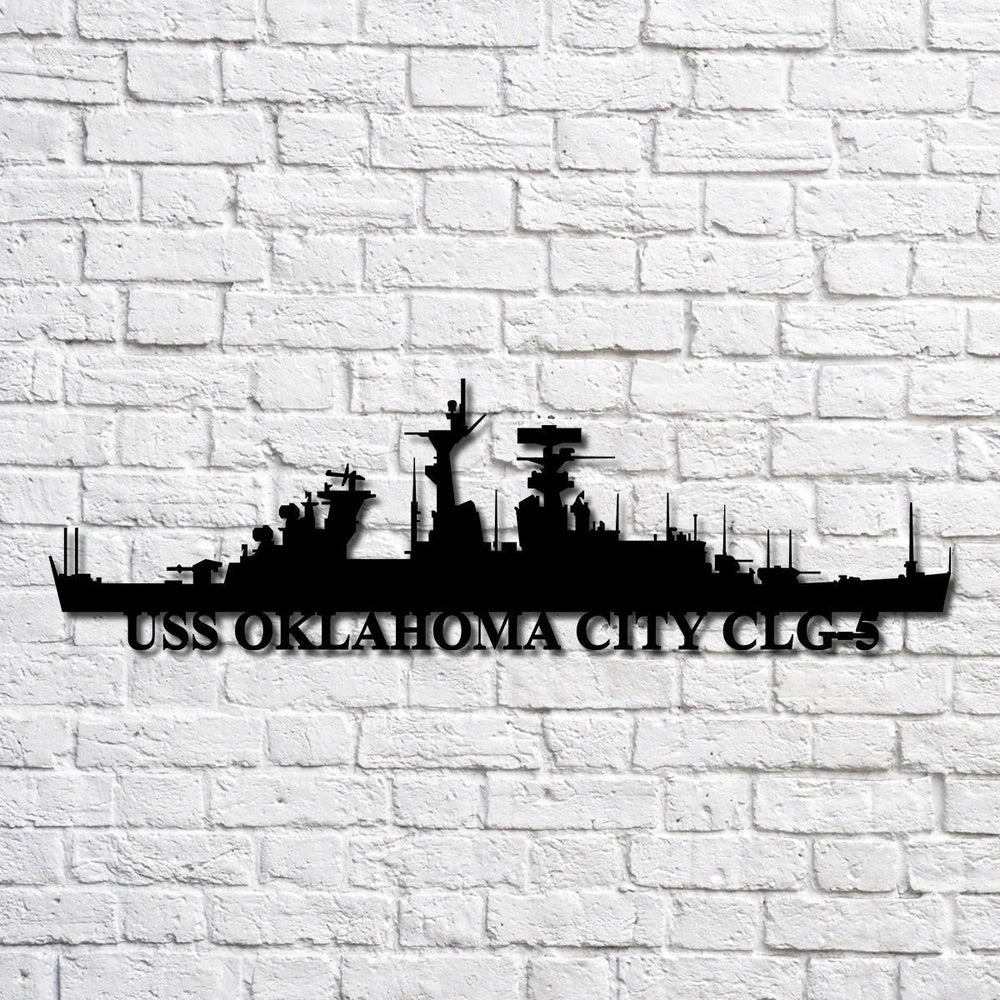 US Navy Metal Sign, Uss Oklahoma City Clg 5 Navy Ship Metal Art, Navy Veteran Metal Sign