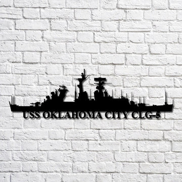 US Navy Metal Sign, Uss Oklahoma City Clg 5 Navy Ship Metal Art, Navy Veteran Metal Sign