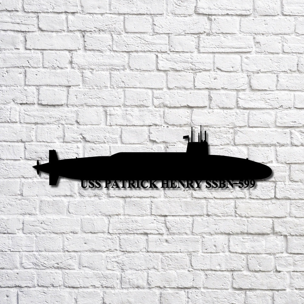 US Navy Metal Sign, Uss Patrick Henry Ssbn 599 Navy Ship Metal Art, Navy Veteran Metal Sign