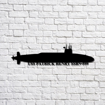 US Navy Metal Sign, Uss Patrick Henry Ssbn 599 Navy Ship Metal Art, Navy Veteran Metal Sign