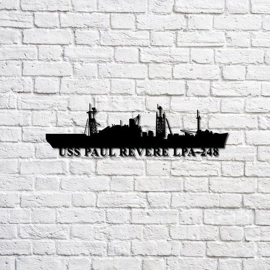 US Navy Metal Sign, Uss Paul Revere Lpa248 Navy Ship Metal Sign, Memory Wall Metal Sign, Navy Veteran Metal Sign