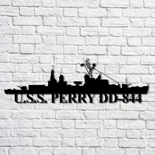 US Navy Metal Sign, Uss Perry Dd844 Navy Ship Metal Art, Custom Us Navy Ship Cut Metal Sign, Navy Veteran Metal Sign