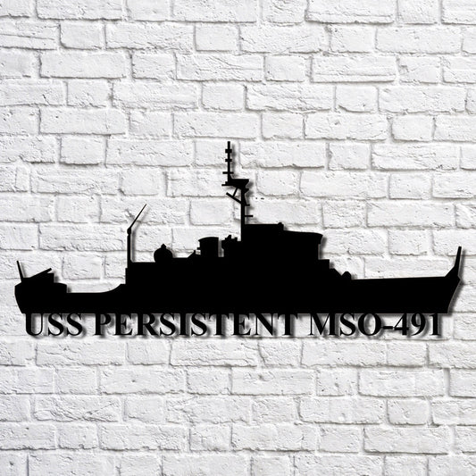 US Navy Metal Sign, Uss Persistent Mso491 Navy Ship Metal Art, Navy Veteran Metal Sign