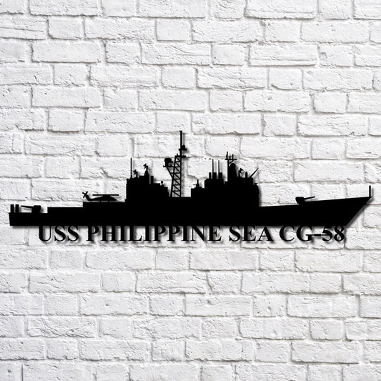 US Navy Metal Sign, Uss Philippine Sea Cg58 Navy Ship Metal Art, Navy Veteran Metal Sign