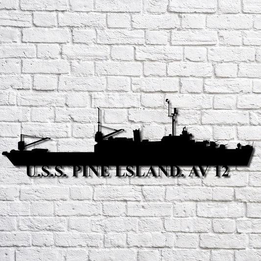 US Navy Metal Sign, Uss Pine Lsland Av 12 Navy Ship Metal Art, Custom Us Navy Ship Cut Metal Sign, Navy Veteran Metal Sign
