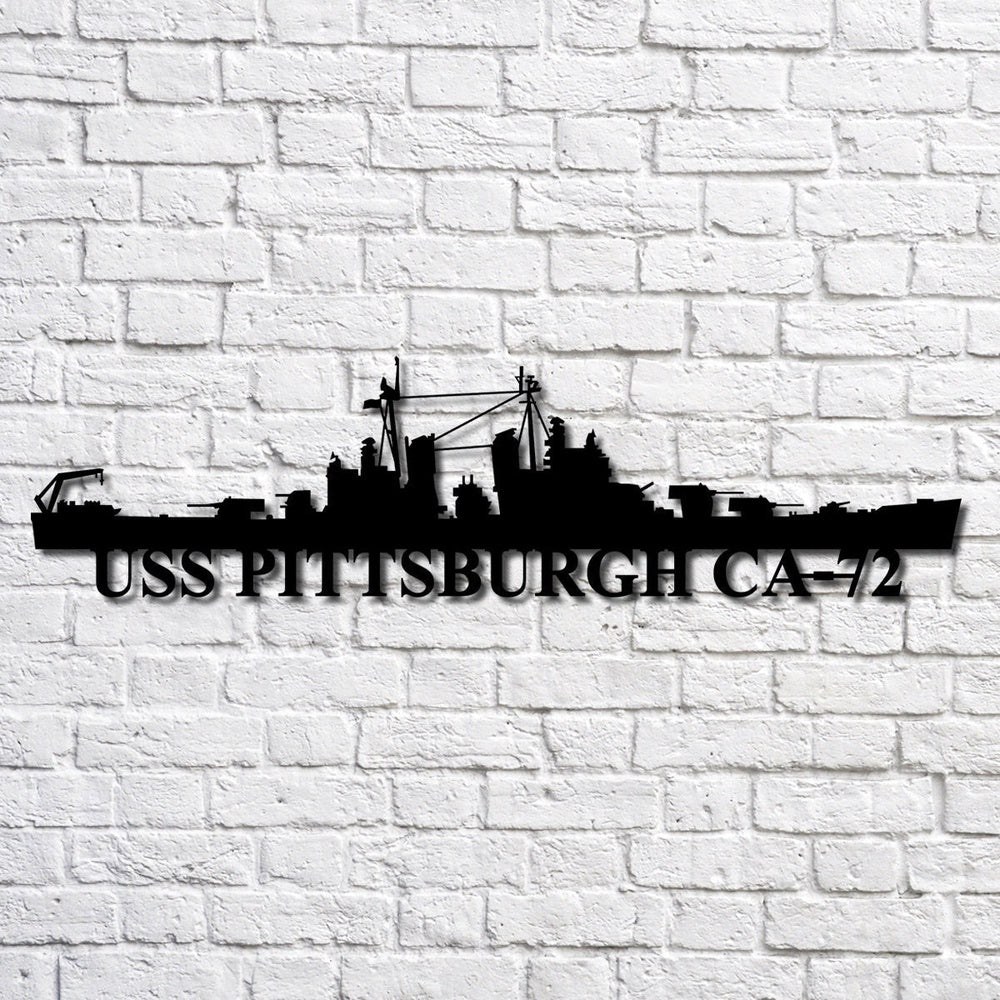 US Navy Metal Sign, Uss Pittsburgh Ca72 Navy Ship Metal Art, Navy Veteran Metal Sign