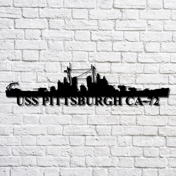 US Navy Metal Sign, Uss Pittsburgh Ca72 Navy Ship Metal Art, Navy Veteran Metal Sign