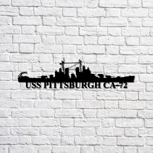 US Navy Metal Sign, Uss Pittsburgh Ca72 Navy Ship Metal Sign, Memory Wall Metal Sign, Navy Veteran Metal Sign