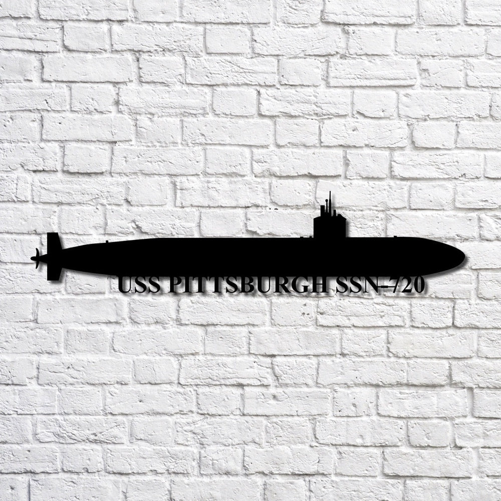 US Navy Metal Sign, Uss Pittsburgh Ssn720 Navy Ship Metal Art, Navy Veteran Metal Sign