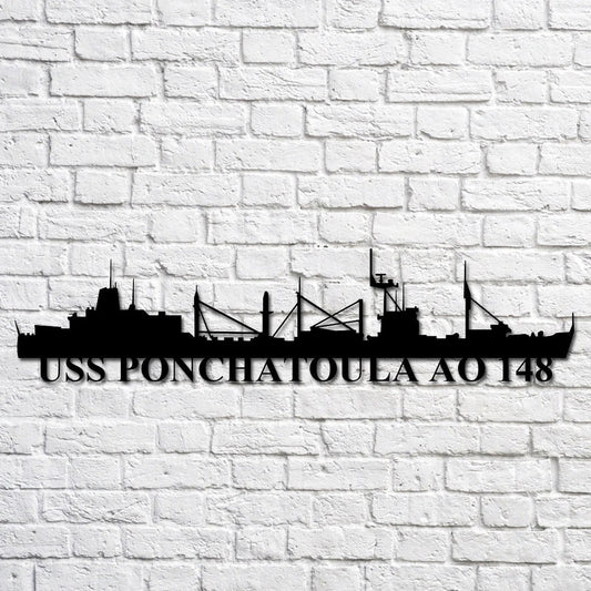 US Navy Metal Sign, Uss Ponchatoula Ao 148 Navy Ship Metal Art, Navy Veteran Metal Sign