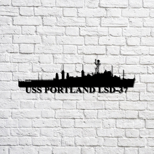 US Navy Metal Sign, Uss Portland Lsd37 Navy Ship Metal Sign, Memory Wall Metal Sign, Navy Veteran Metal Sign