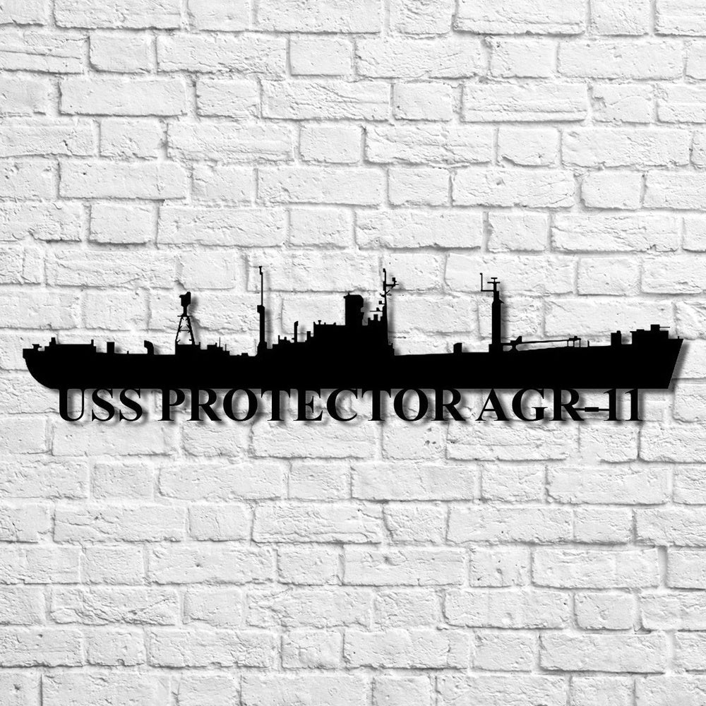 US Navy Metal Sign, Uss Protector Agr11 Navy Ship Metal Art, Navy Veteran Metal Sign