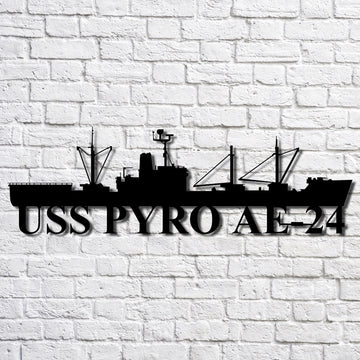 US Navy Metal Sign, Uss Pyro Ae24 Navy Ship Metal Art, Navy Veteran Metal Sign