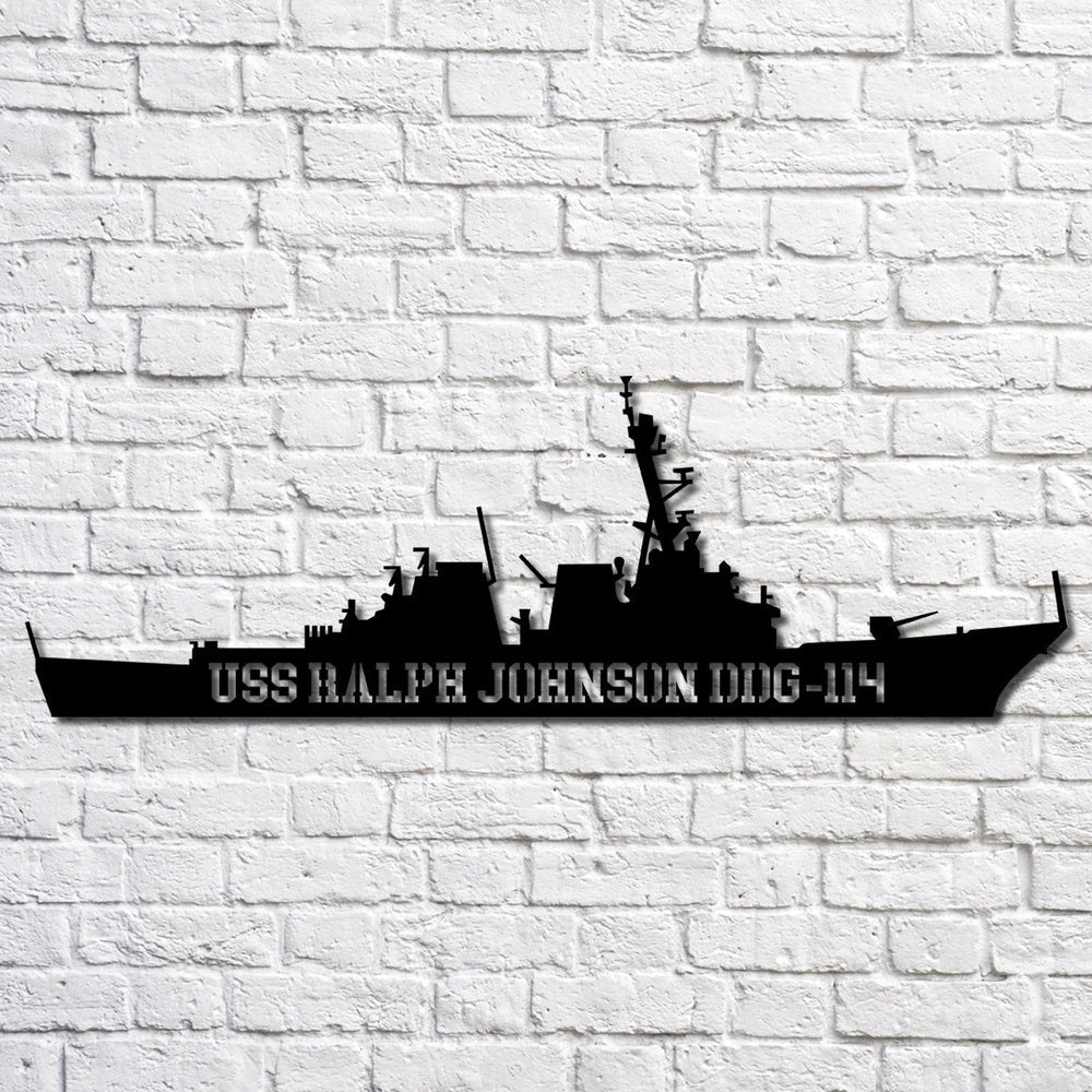 US Navy Metal Sign, Uss Ralph Johnson Ddg114 Navy Ship Metal Art, Navy Veteran Metal Sign