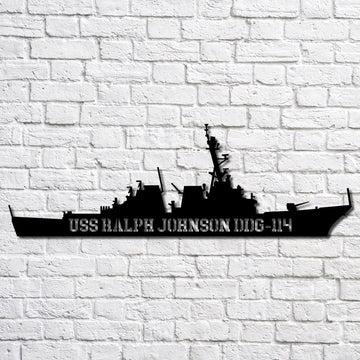 US Navy Metal Sign, Uss Ralph Johnson Ddg114 Navy Ship Metal Art, Navy Veteran Metal Sign