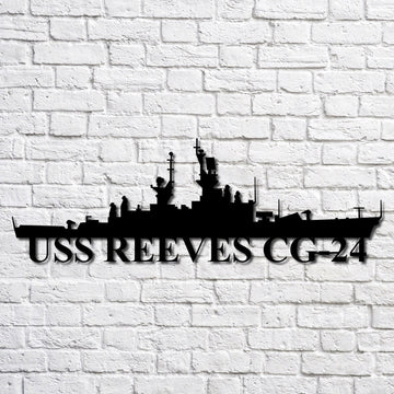 US Navy Metal Sign, Uss Reeves Cg24 Navy Ship Metal Art, Navy Veteran Metal Sign