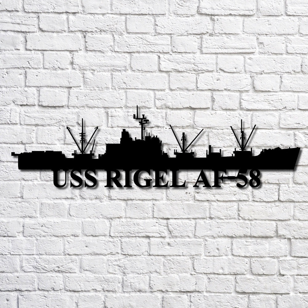 US Navy Metal Sign, Uss Rigel Af58 Navy Ship Metal Art, Navy Veteran Metal Sign