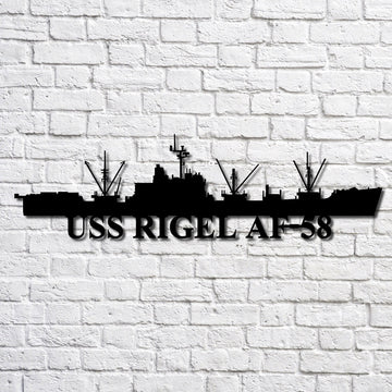 US Navy Metal Sign, Uss Rigel Af58 Navy Ship Metal Art, Navy Veteran Metal Sign