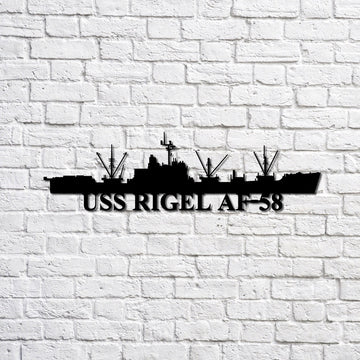 US Navy Metal Sign, Uss Rigel Af58 Navy Ship Metal Sign, Memory Wall Metal Sign, Navy Veteran Metal Sign
