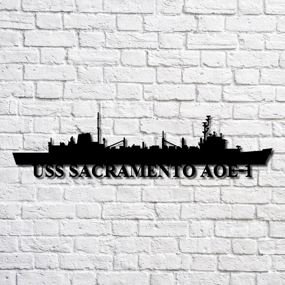 US Navy Metal Sign, Uss Sacramento Aoe1 Navy Ship Metal Art, Navy Veteran Metal Sign