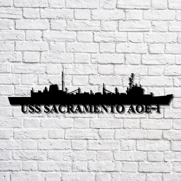 US Navy Metal Sign, Uss Sacramento Aoe1 Navy Ship Metal Art, Navy Veteran Metal Sign