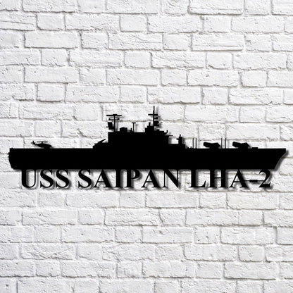 US Navy Metal Sign, Uss Saipan Lha2 Navy Ship Metal Art, Navy Veteran Metal Sign