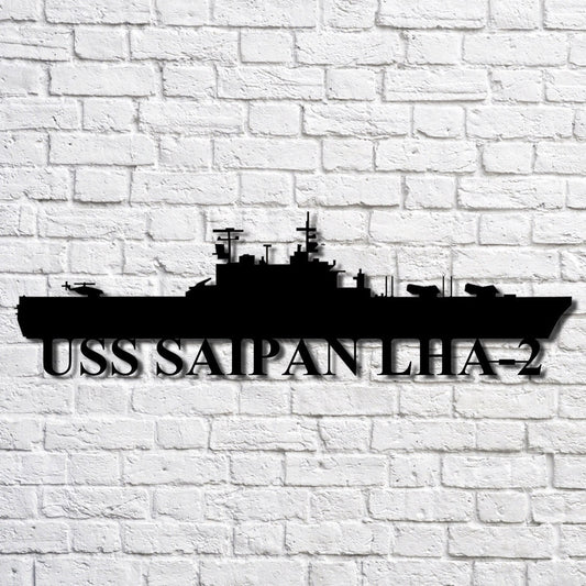 US Navy Metal Sign, Uss Saipan Lha2 Navy Ship Metal Art, Navy Veteran Metal Sign