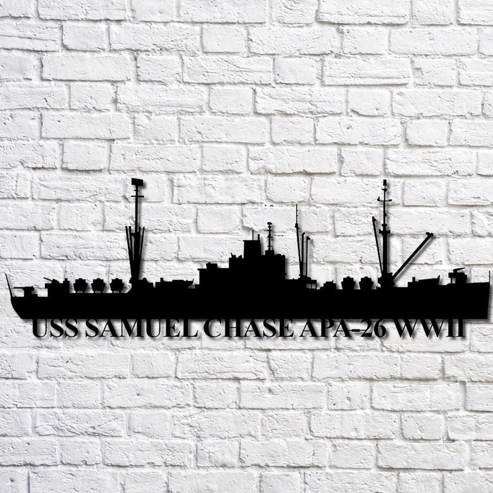US Navy Metal Sign, Uss Samuel Chase Apa26 Wwii Navy Ship Metal Art, Navy Veteran Metal Sign