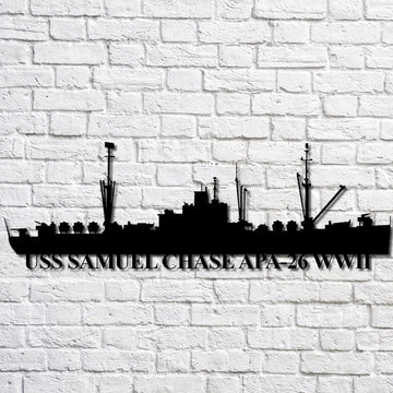 US Navy Metal Sign, Uss Samuel Chase Apa26 Wwii Navy Ship Metal Art, Navy Veteran Metal Sign