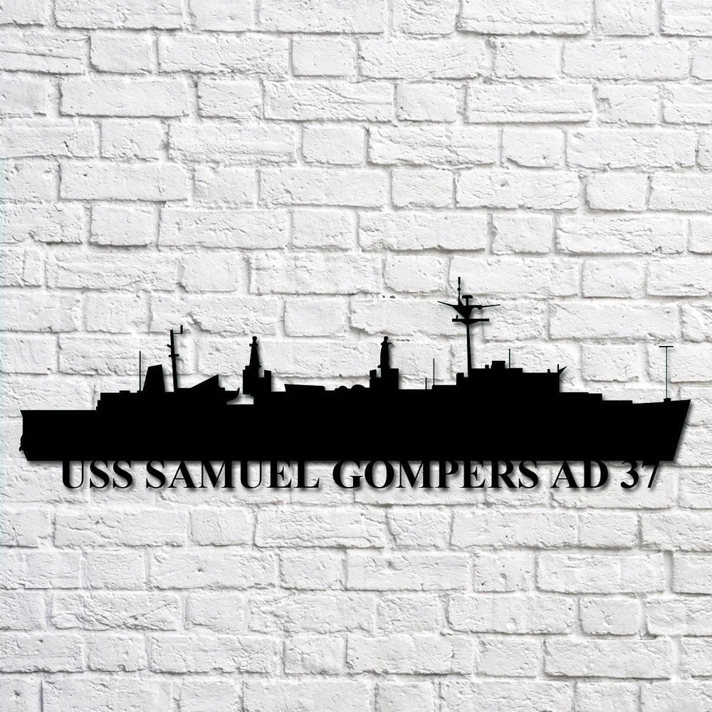 US Navy Metal Sign, Uss Samuel Gompers Ad 37 Navy Ship Metal Art, Navy Veteran Metal Sign