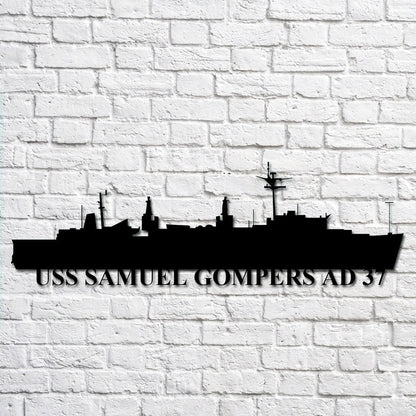 US Navy Metal Sign, Uss Samuel Gompers Ad 37 Navy Ship Metal Art, Navy Veteran Metal Sign