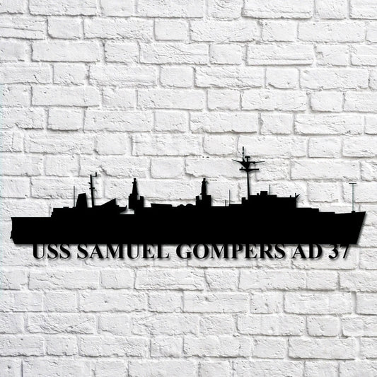 US Navy Metal Sign, Uss Samuel Gompers Ad 37 Navy Ship Metal Art, Navy Veteran Metal Sign