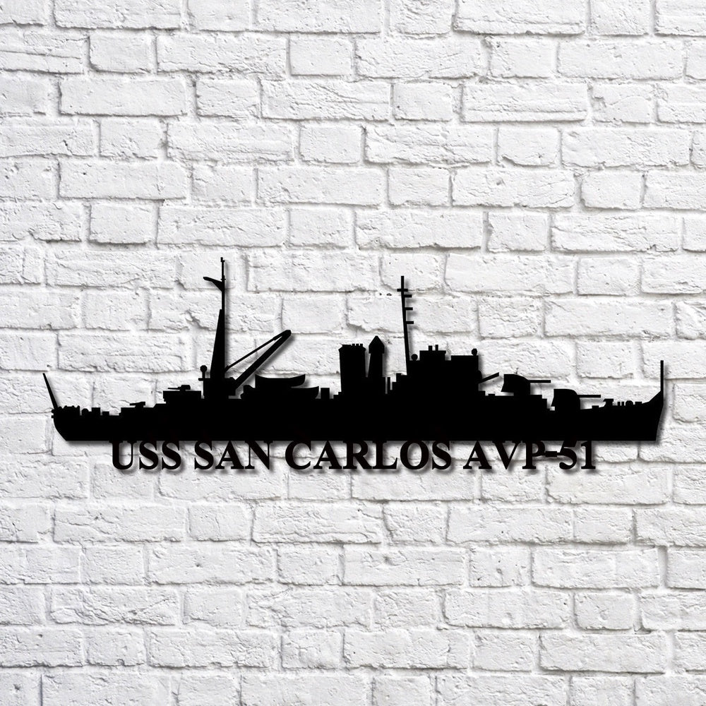US Navy Metal Sign, Uss San Carlos Avp51 V2 Navy Ship Metal Art, Navy Veteran Metal Sign